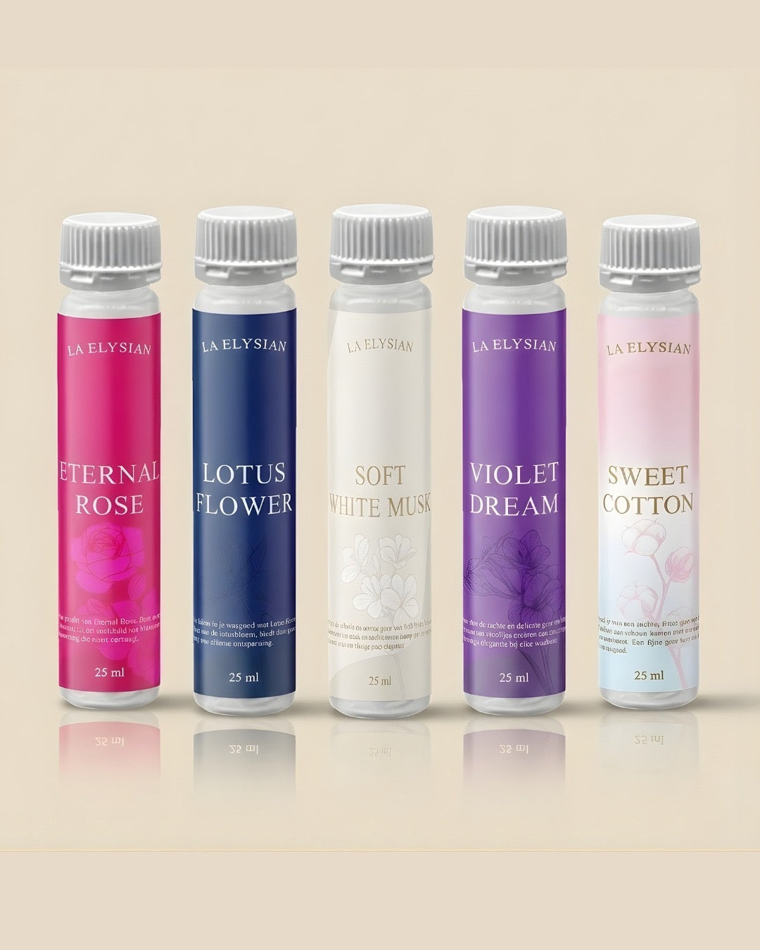 Set di campioni di profumo per bucato Elysian Home – 5 x 25 ml