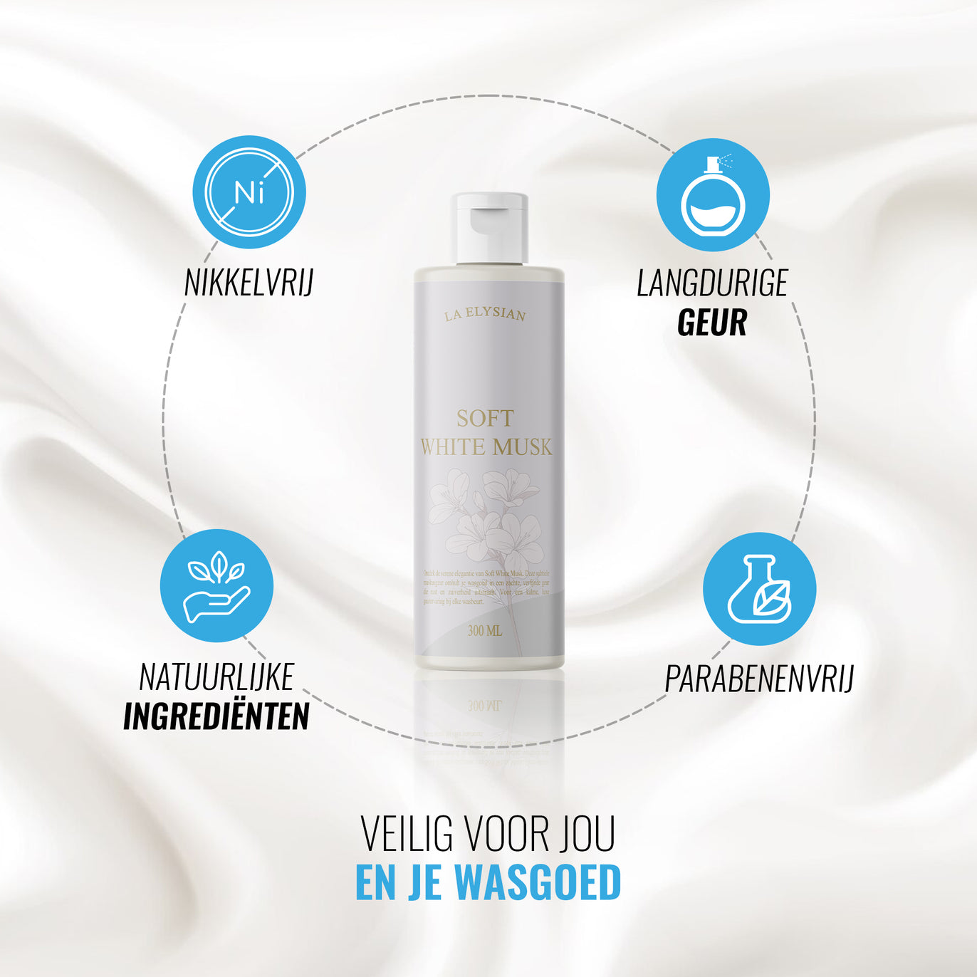 La Elysian Soft White Musk Wasparfum – 300ml - 60 Wasbeurten - Inclusief Maatbeker